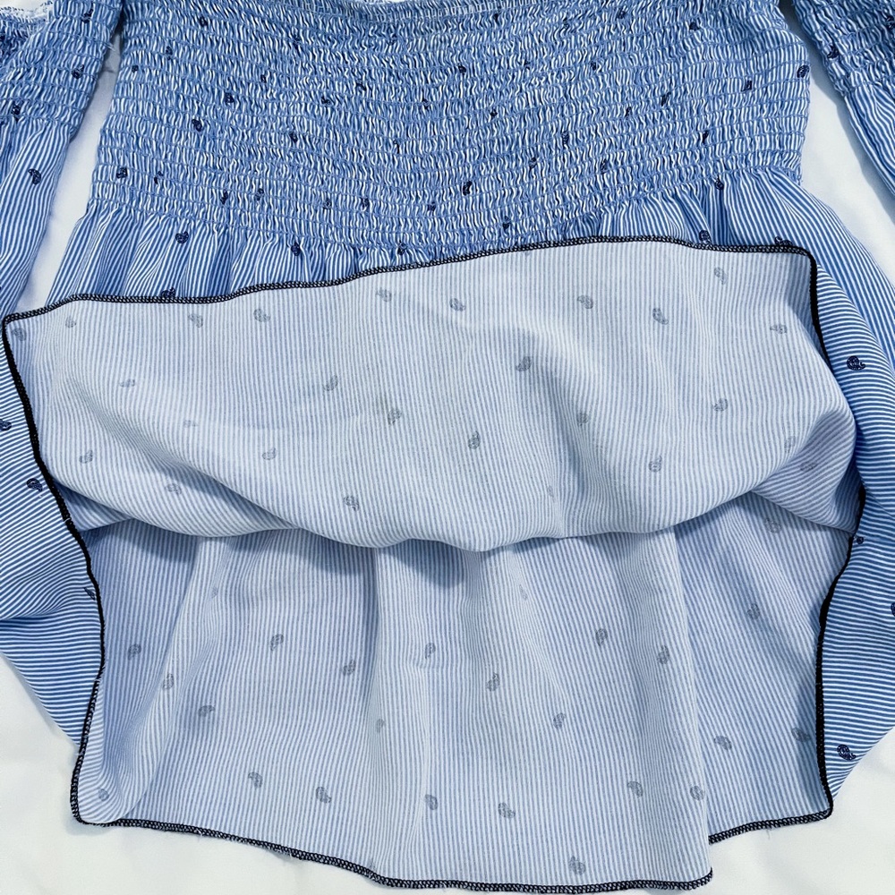 Bluebell Blue Cinched Off-the-shoulder Blouse Size Small - Picture 7 of 11